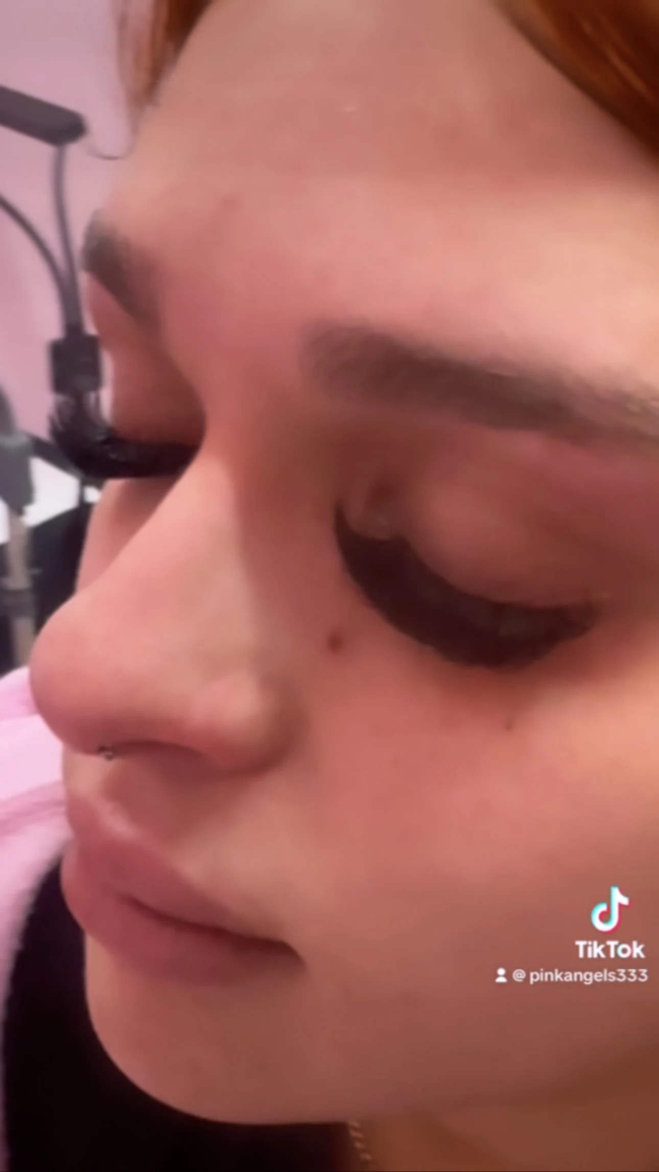 Lash extensions being applied at Pink Angels