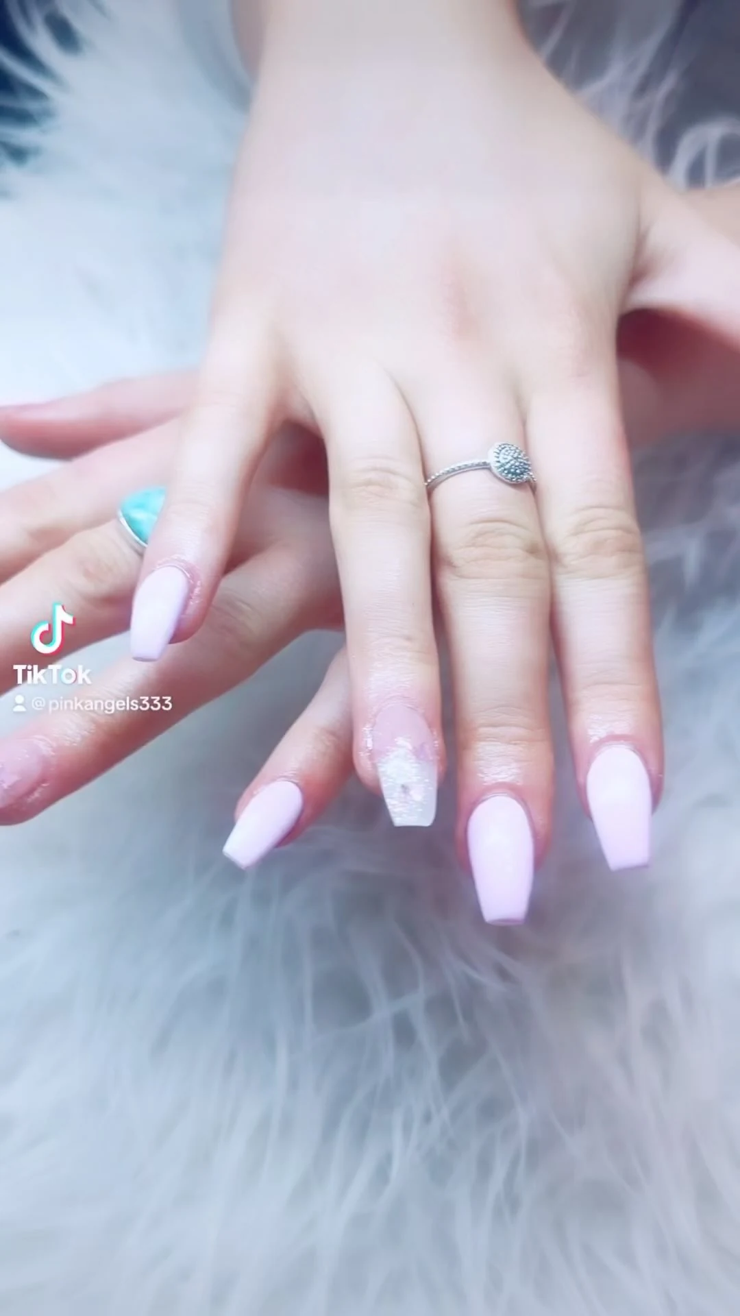 Pink and white French tip nails